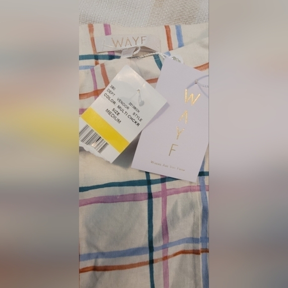 NWT $69 Women's WAYF Multi Colored Checker Linen Blend Summer Shorts Belt Size M - Picture 7 of 10